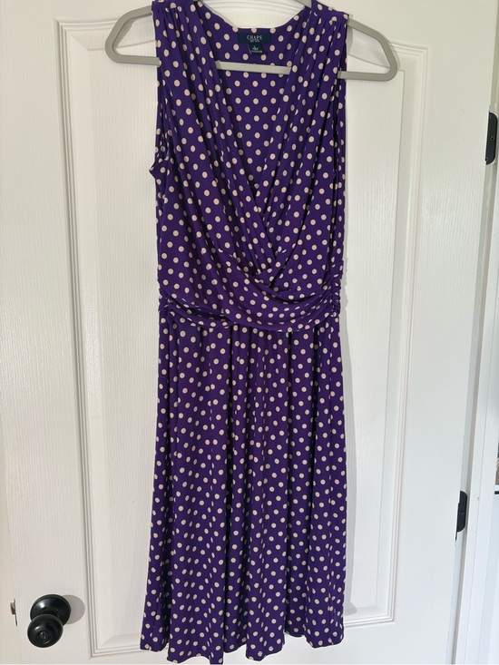Chaps Dresses & Skirts - CHAPS Women’s Large Purple Polka Dot Surplice Draped Midi Dress